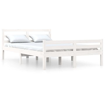 Rám postele bílý masivní dřevo 150 × 200 cm King Size, 814825 (814825)