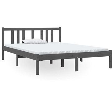Rám postele šedý masivní dřevo 135 × 190 cm Double, 814861 (814861)