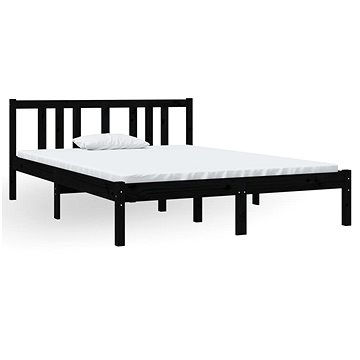Rám postele černý masivní dřevo 135 × 190 cm Double, 814863 (814863)