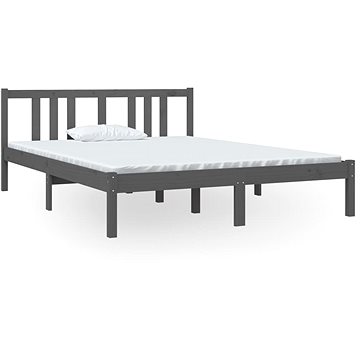 Rám postele šedý masivní dřevo 140 × 190 cm, 814866 (814866)