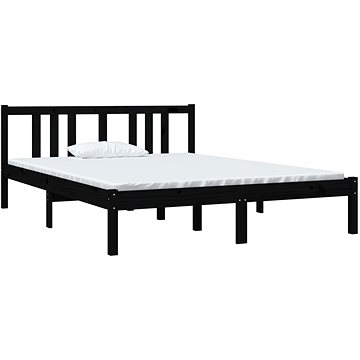 Rám postele černý masivní dřevo 140 × 190 cm, 814868 (814868)