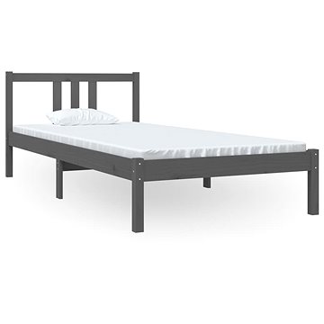 Rám postele šedý masivní dřevo 90 × 200 cm, 814871 (814871)