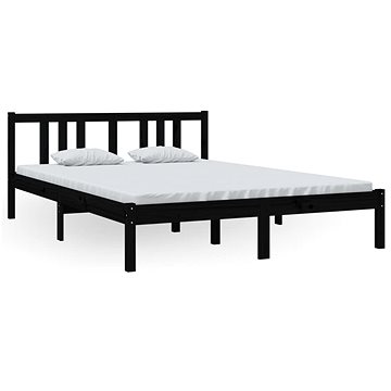 Rám postele černý masivní dřevo 140 × 200 cm, 814888 (814888)
