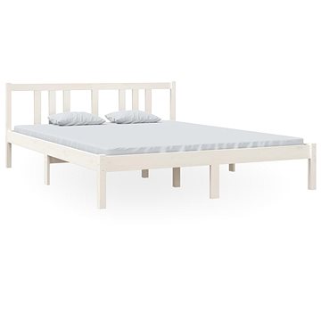 Rám postele bílý masivní dřevo 150 × 200 cm King Size, 814890 (814890)