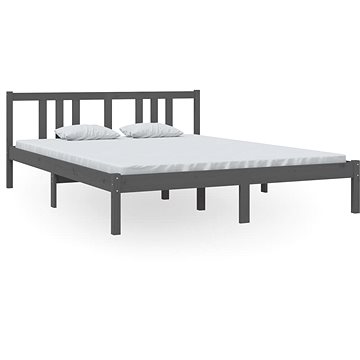 Rám postele šedý masivní dřevo 150 × 200 cm King Size, 814891 (814891)