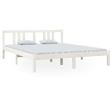 Rám postele bílý masivní dřevo 160 × 200 cm, 814895 (814895)