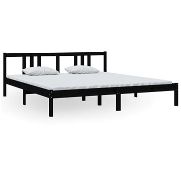 Rám postele černý masivní dřevo 180 × 200 cm Super King, 814903 (814903)