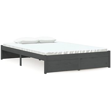 Rám postele šedý masivní dřevo 120 × 190 cm Small Double, 814921 (814921)