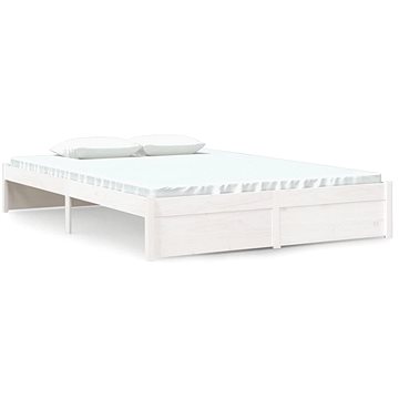 Rám postele bílý masivní dřevo 140 × 190 cm, 814930 (814930)