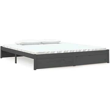 Rám postele šedý masivní dřevo 180 × 200 cm Super King, 814966 (814966)