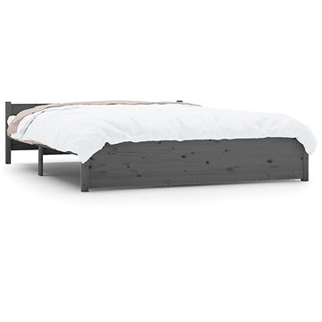Rám postele šedý masivní dřevo 140 × 190 cm, 815026 (815026)