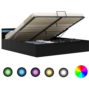 Rám postele s LED úložný prostor černý umělá kůže 180x200 cm (285545)