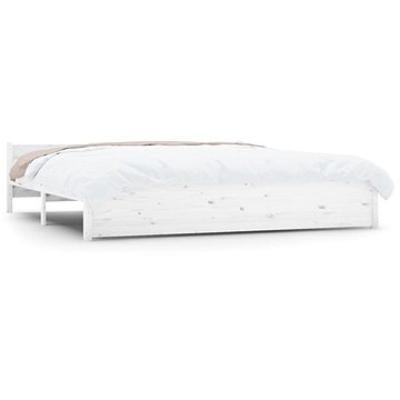 Rám postele bílý masivní dřevo 180 × 200 cm Super King, 815060 (815060)