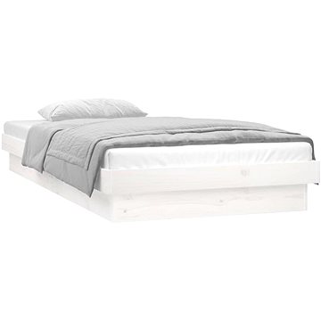 Rám postele s LED světlem bílý 90 × 200 cm masivní dřevo, 819958 (819958)