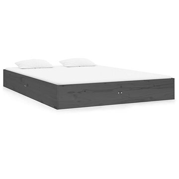 Rám postele šedý masivní dřevo 135 × 190 cm Double, 820079 (820079)
