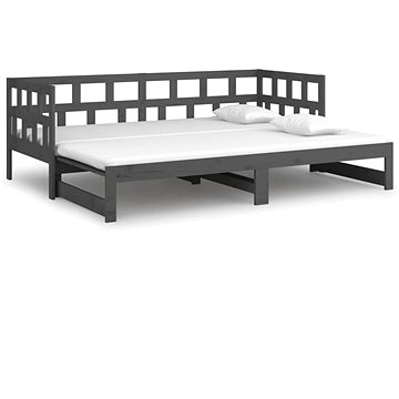 Výsuvná postel šedá masivní borovice 2× (80 × 200) cm , 820229 (820229)