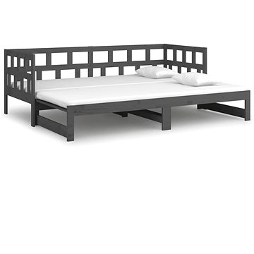 Výsuvná postel šedá masivní borovice 2× (90 × 190) cm, 820234 (820234)