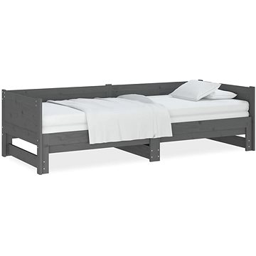 Výsuvná postel šedá masivní borovice 2× (80 × 200) cm, 820259 (820259)