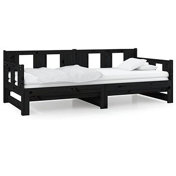 Výsuvná postel černá masivní borovice 2× (80 × 200) cm, 820291 (820291)