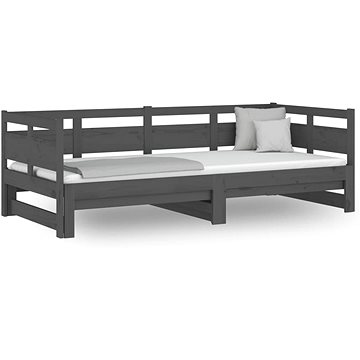 Výsuvná postel šedá masivní borovice 2× (90 × 200) cm, 820314 (820314)