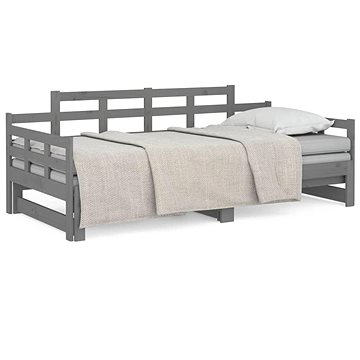 Výsuvná postel šedá masivní borovice 2× (80 × 200) cm, 820349 (820349)