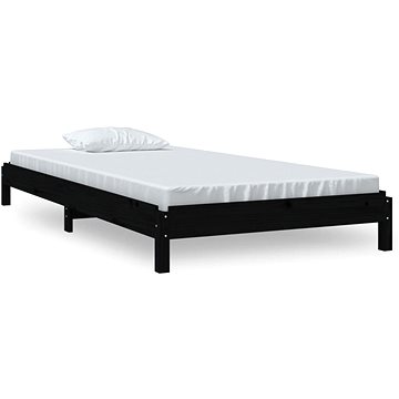 Stohovatelná postel černá 90 × 190 cm masivní borovice, 820406 (820406)
