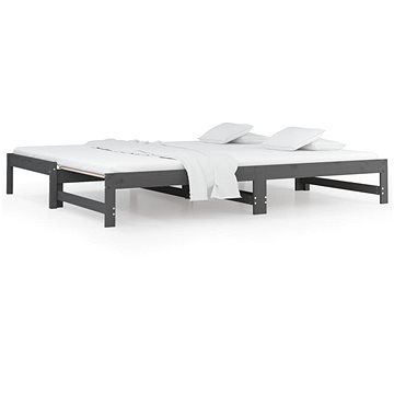 Výsuvná postel šedá 2× (90 × 190) cm masivní borovice, 820439 (820439)