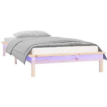 Rám postele s LED světlem 90 × 200 cm masivní dřevo, 820591 (820591)