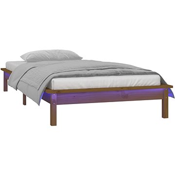 Rám postele s LED světlem medově hnědý 100×200 cm masivní dřevo, 820599 (820599)