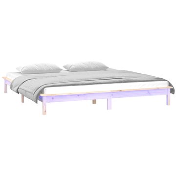 Rám postele s LED světlem 135 × 190 cm Double masivní dřevo, 820646 (820646)