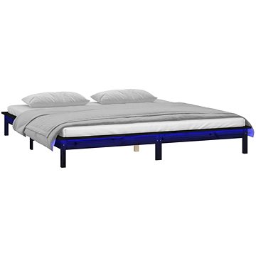 Rám postele s LED světlem černý 135×190 cm Double masivní dřevo, 820650 (820650)