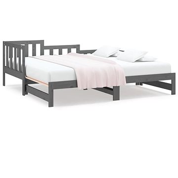 Výsuvná postel šedá 2× (90 × 200) cm masivní borovice, 820743 (820743)