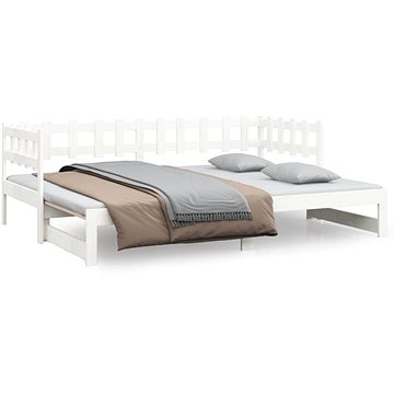 Výsuvná postel bílá 2× (90 × 190) cm masivní borovice, 820777 (820777)