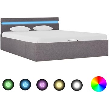 Rám postele s úložným prostorem LED taupe textil 140x200 cm (285627)