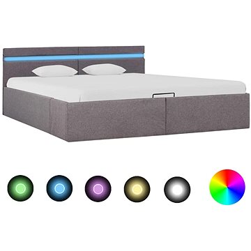 Rám postele s úložným prostorem LED taupe textil 180x200 cm (285629)