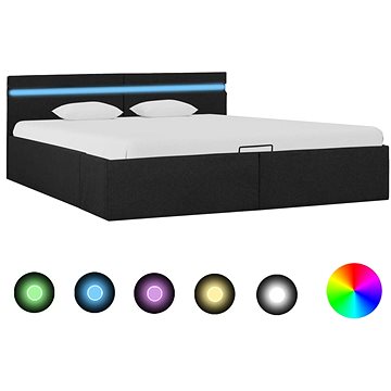 Rám postele s úložným prostorem LED tmavě šedý textil 160x200cm (285604)