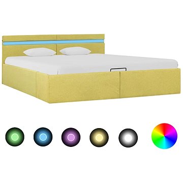 Rám postele s úložným prostorem LED zelený textil 180x200 cm (285623)