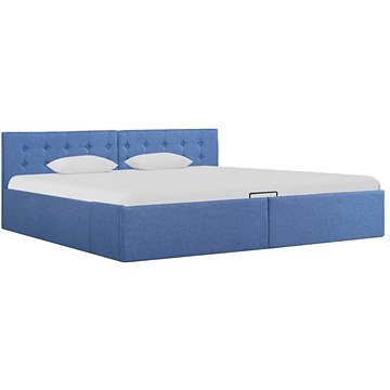 Rám postele s úložným prostorem modrý textil 180x200 cm (285587)