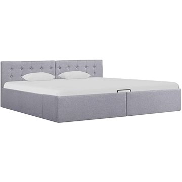 Rám postele s úložným prostorem světle šedý textil 180x200cm (285581)