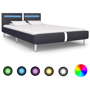Rám postele s LED světlem černý umělá kůže 120x200 cm (280847)
