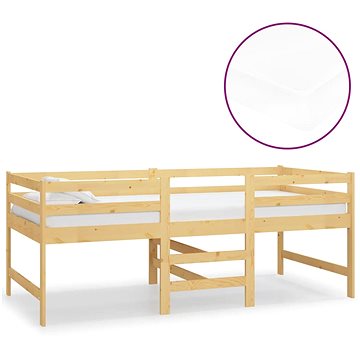 Shumee Středně vysoká postel s matrací 90×200 cm masivní borovice, 3083714 (3083714)