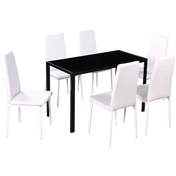 Sedmidílný jídelní set se stolem černá a bílá 242988 (242988)
