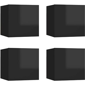 SHUMEE nástěnná 4 ks černá s vysokým leskem, 30,5 × 30 × 30 cm (804504)