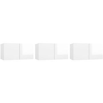 SHUMEE závěsná 3 ks bílá s vysokým leskem 60 × 30 × 30 cm (804528)