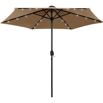 Slunečník s LED světly hliníková tyč 270 cm taupe (47355)