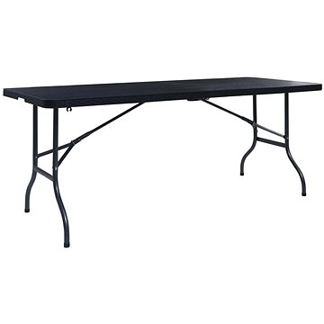 Skládací zahradní stůl černý 180x75x72 cm HDPE imatace ratan (48831)