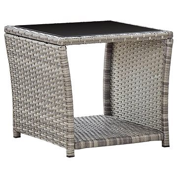 Konferenční stolek šedý 45 x 45 x 40 cm polyratan a sklo (46068)