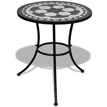 Bistro stolek černý a bílý 60 cm mozaika (41532)