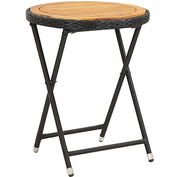 Čajový stolek černý 60 cm polyratan a masivní akácie (46205)
