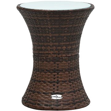 Zahradní odkládací stolek tvar bubnu hnědý polyratan (48151)
